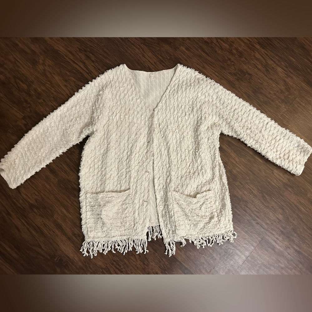Vintage Cream Chenille Cardigan